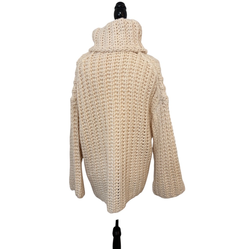 ZARA Chunky Knit‎ Oversized Small Turtleneck Cozy Sweater Cream - Picture 6 of 8